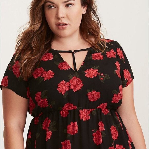 Torrid Size 2 Rose Floral Print Georgette Blouse - Picture 1 of 9